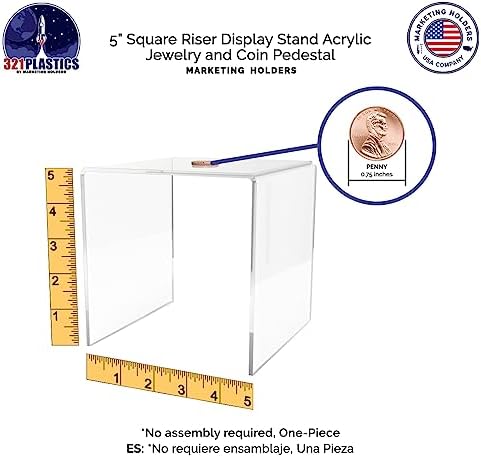 Acrylic Riser Stand 5 Inch Square Display Pedestal for Figurines Merchandise
