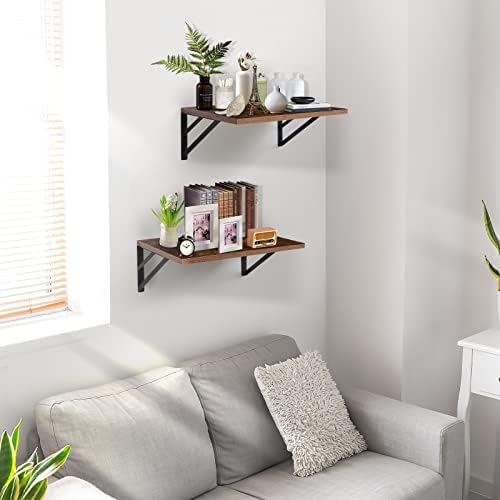 2 Pc Deep Floating Shelves Rustic Brown 12 Inch Deep
