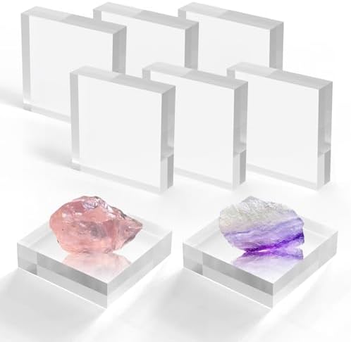 SAMYUCHO Acrylic Display Blocks 3x3x1 Inch 8 Pcs Stand for Jewelry Trophy Props