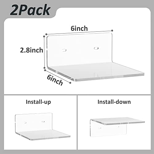 6 Inches Acrylic Floating Shelves 2 Pack