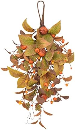 Fall Swag Door Decor 20in Autumn Teardrop Wreath