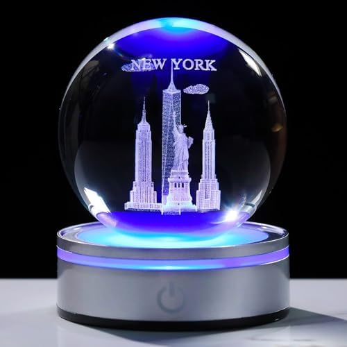 Movdyka 3D Crystal Ball Statue of Liberty Night Light Decor