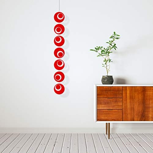 Red Groovy Hanging Art Mobile 6x45 Mid Century Modern Decor