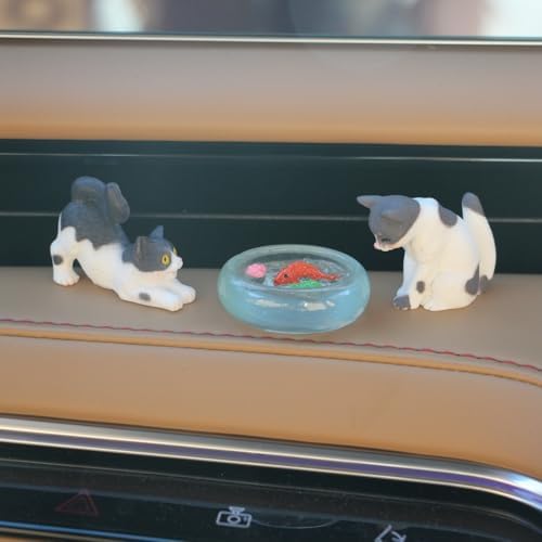 Cute Cat and Fishbowl Car Dashboard Decorations