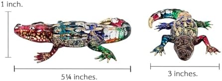 WitnyStore Rainbow Gold Crocodile Figurine - Miniature Hand Blown Glass Decor Collectible