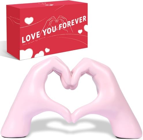 Pink Decor Heart Hands Sculpture for Home Room Decor