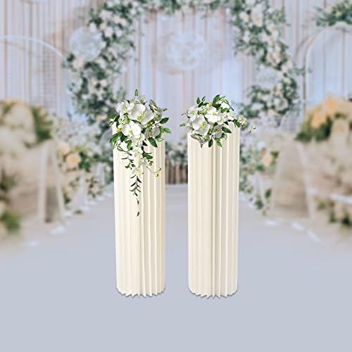 2PCS 394in Tall Round Cylinder Flower Stand Wedding Centerpieces Foldable Display Stands