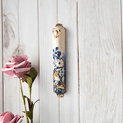 Matashi 55 Inch Hand Painted Mezuzah with Gold and Crystal Embellishments