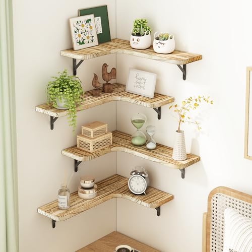Fixwal Floating Corner Shelves Set of 5 Carbonized Black