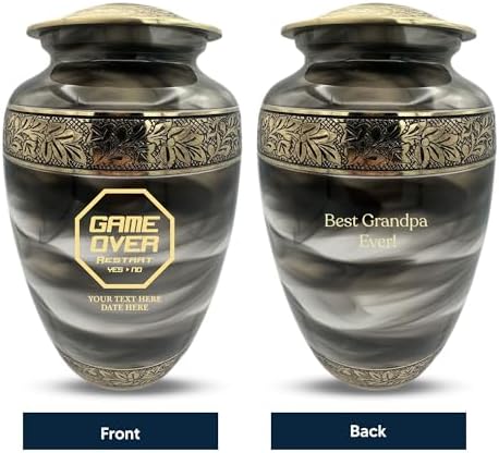 Custom Cremation Urn for Gamers Gold Engraved Design Suzesta Series