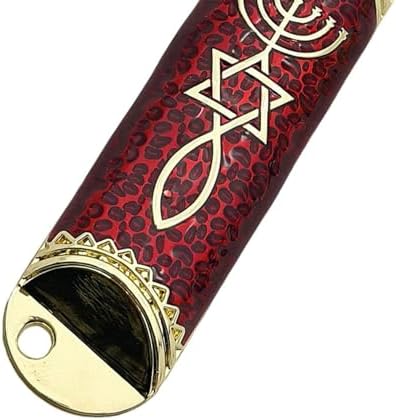 Jewish Mezuzah Case Red 16cm Unique Design Alloy