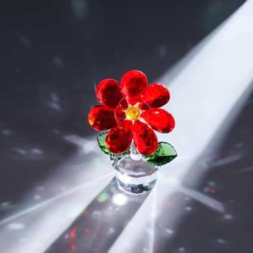 Crystal Flower Figurine Faceted Glass Decor Ornament for Her