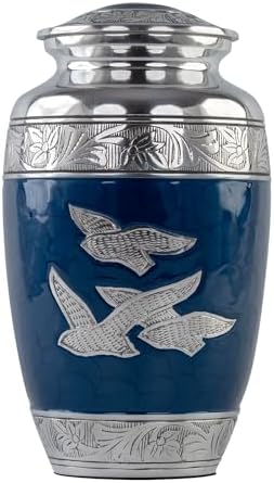 Silver Dove Cremation Urn for Human Ashes - Blue 1pc