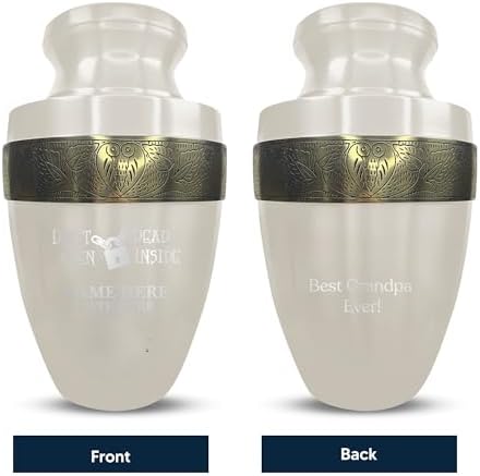 Personalized Adult Cremation Urn with Custom Engraving Elite Funny TV Movie Series 200 Lbs Capacity White with Gold Rim