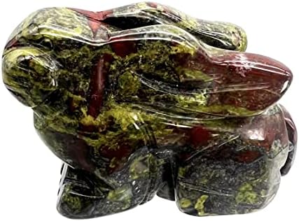 Hand Carved Dragon Bloodstone Rabbit Statue 2 Inches Healing Crystal Home Decor