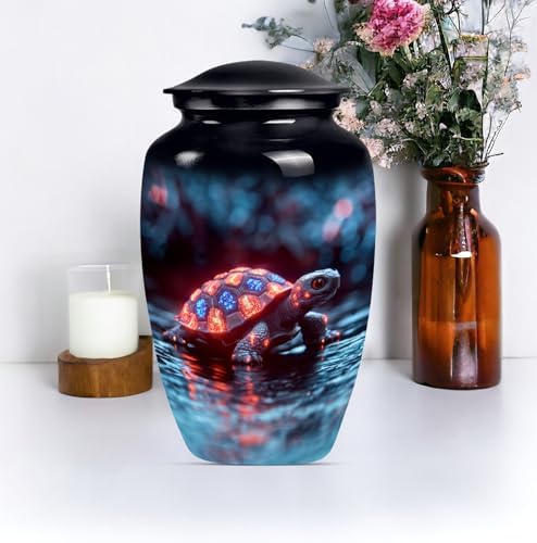 Blue Turtle Urn Large Cremation Urn for Human Ashes 10 Inch Set of 1