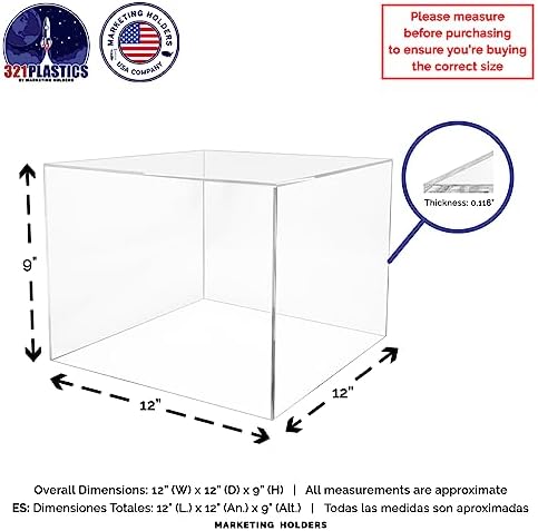 12 x 12 x 9 Clear Acrylic Riser Display Box No Lid