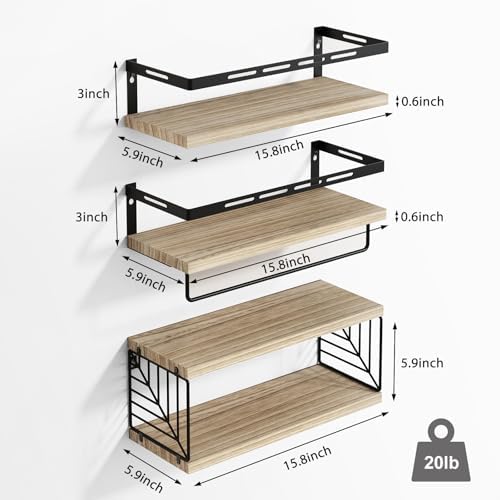 Fixwal 31 Floating Bathroom Shelf Over Toilet with Towel Bar