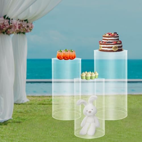 Clear Cylinder Pedestal Stand 3PCS for Wedding Display