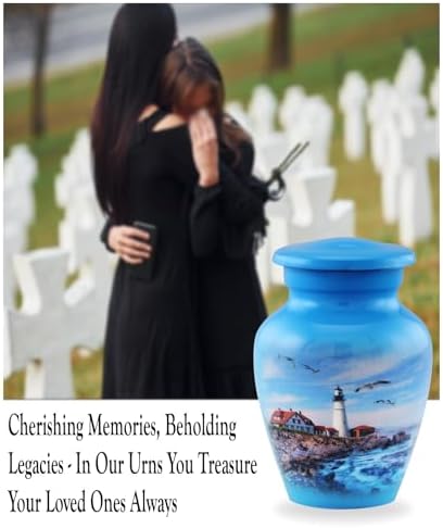 Lighthouse Keepsake Urn for Ashes - Mini Cremation Urn with Premium Case and Bag