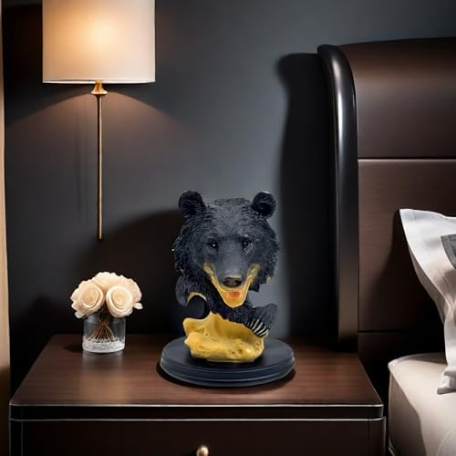 Black Bear Head Statue Figurine Home Decor
