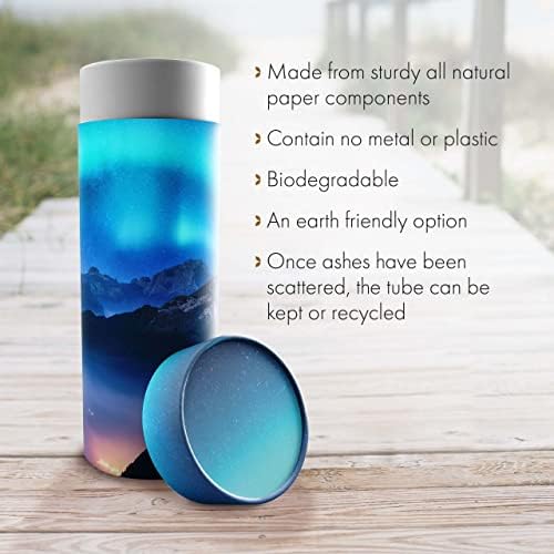 Aurora Borealis Scattering Tubes for Human Ashes TSAApproved Biodegradable Urns for Burial at Sea