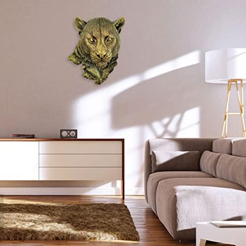 Leopard Head Wall Decor Durable Resin Sculpture for Home Living Room Bedroom Kitchen Decor