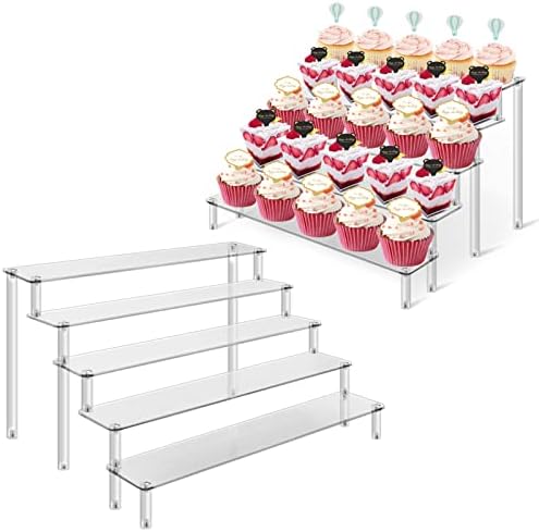 2Pcs 5 Tier Acrylic Risers Display Stand for Collectibles and Toys