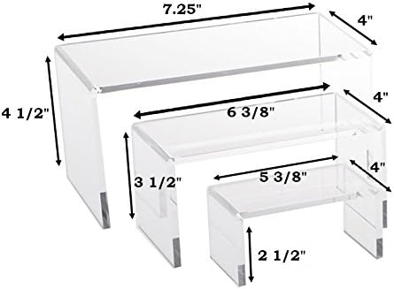 3 Piece Clear Acrylic Jewelry Display Riser Set for Home Dcor