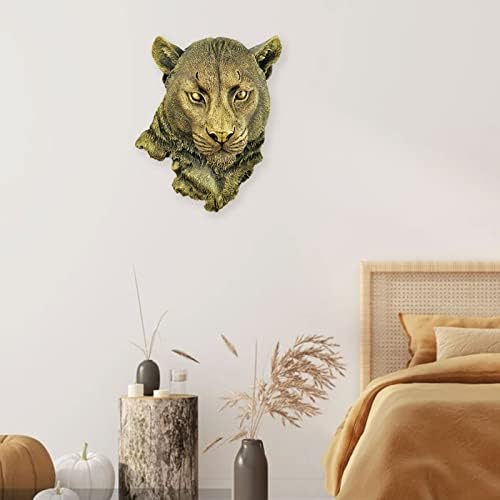Leopard Head Wall Decor Durable Resin Sculpture for Home Living Room Bedroom Kitchen Decor