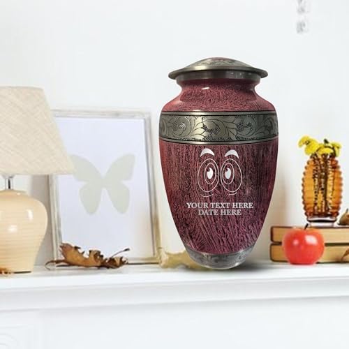 Personalized Large Cremation Urn with Funny Googly Eyes and Name