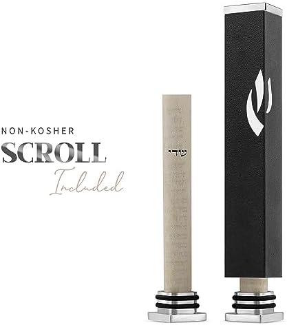 SURI Modern Mezuzah Case with Scroll - Contemporary Door Mezuza in Black Gray