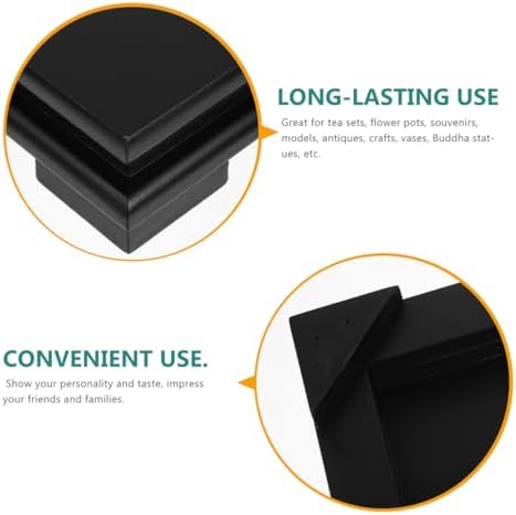 Cabilock Square Wood Vase Display Riser 7 Inch Black Wooden Tray Base for Home Decoration