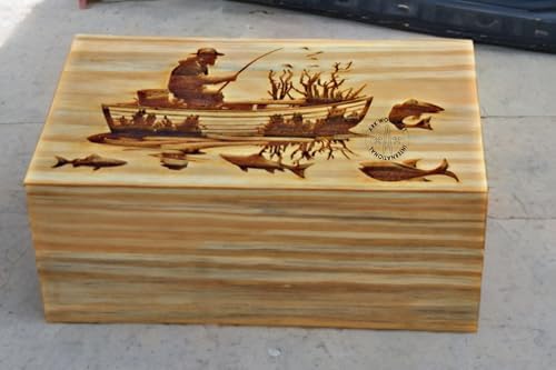 Fisherman Urn for Human Ashes Handmade Wood 250 LBS