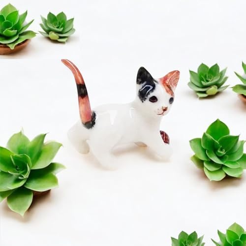 WitnyStore Tiny 1 Inch Calico Tricolor Shorthair Cat Play Ball Figurine