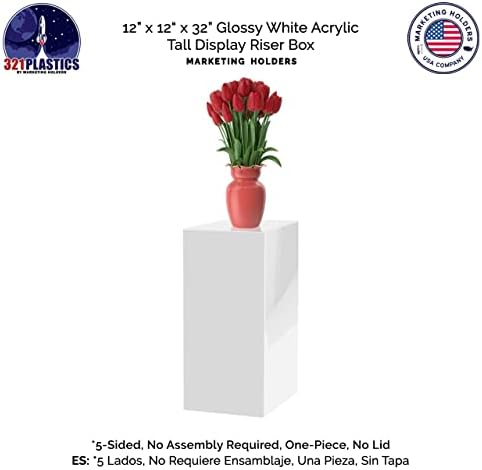 White Acrylic Display Box 12x12x32 No Lid Cube Stand