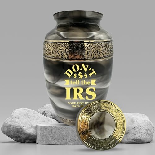 Custom Cremation Urn with Engraved Name and Dates Humorous Office Design 200 Cu In Capacity