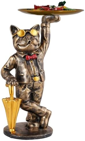 Cute Cool Dog Showpiece with Plate for Home Decor