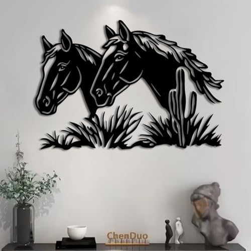 ENJOYOO Metal Horse Wall Art 24x16in White Wall Sculpture
