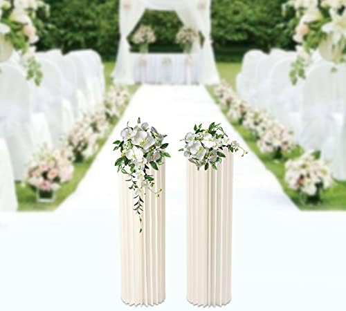 2PCS 394in Tall Round Cylinder Flower Stand Wedding Centerpieces Foldable Display Stands