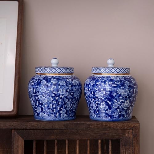 Ceramic Urn with Secure Lid and Beautiful Floral Design