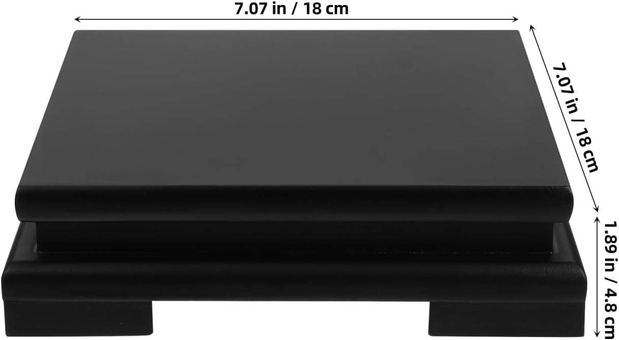 Cabilock Square Wood Vase Display Riser 7 Inch Black Wooden Tray Base for Home Decoration