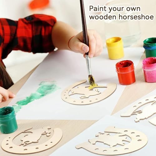 24 Pcs Western Horseshoe Wall Decor Set - Rustic Wooden Horse Shoes for DIY Crafts Cowboy Party Decor