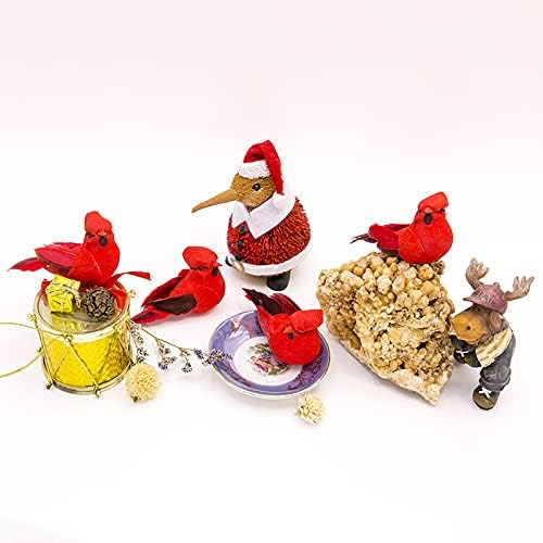 Berfutall Red Cardinal Clip On Christmas Tree Ornament - Set of 12