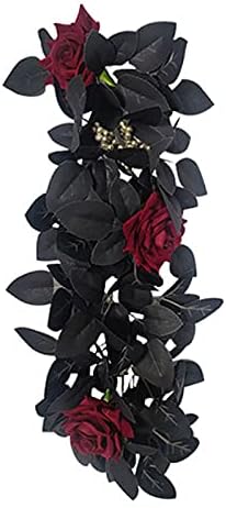Belupai 24in Black Halloween Floral Swag Wreath
