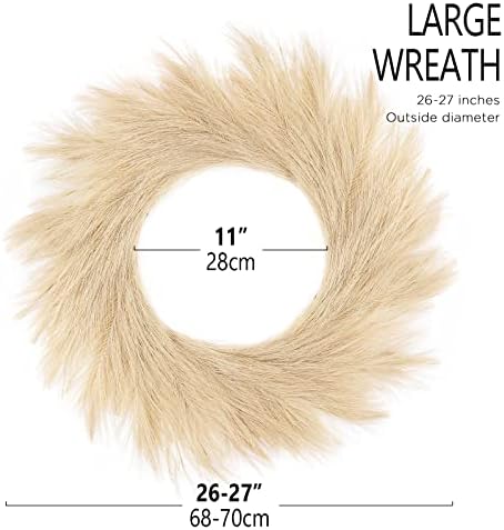 Hananona Artificial Pampas Grass Wreath 26 Beige