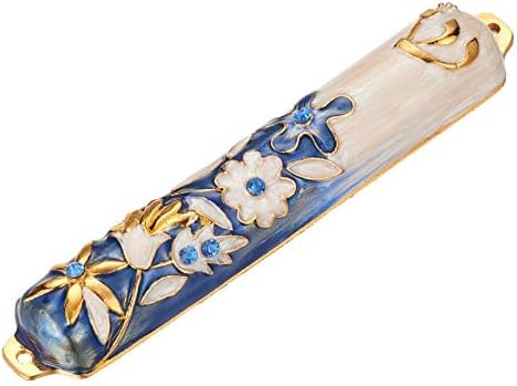 Matashi 55 Inch Hand Painted Mezuzah with Gold and Crystal Embellishments