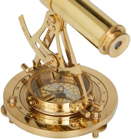 Deco 79 Brass Metal Telescope with Compass Base