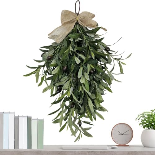 60cm Artificial Olive Teardrop Swag Wreath Decor