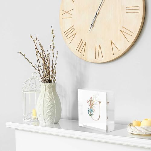 Vintage Flowers Desk Ornament with Letter U
